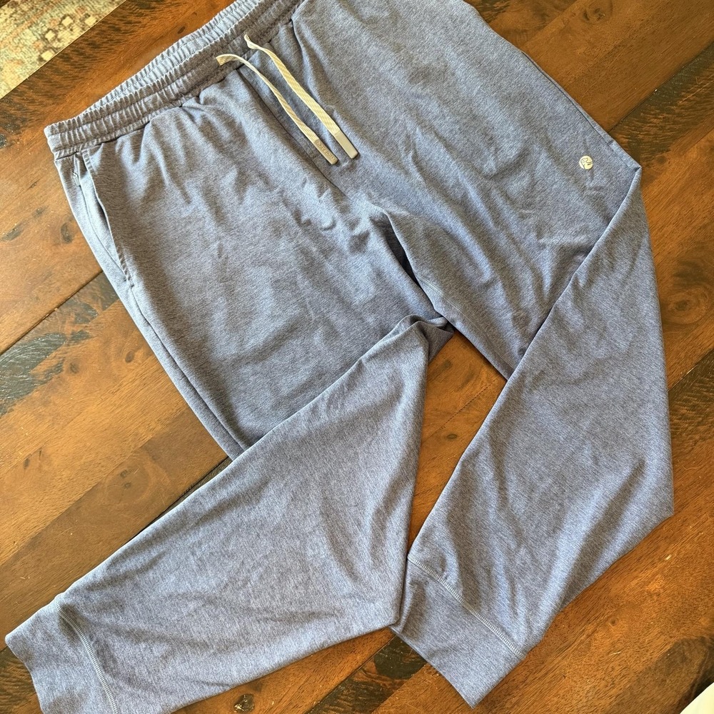 Rhoback Jogger Pants Mens XL Blue Knit Elastic Waist Stretch Zip Pocket Cuffed